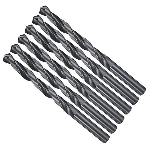 Drill Bit, 8.9mm Cutting Diameter, 4241 HSS Nitriding Black 118° Cutting Angle Versatile Jobber Bits - (Applications: for Drilling Plastic Wood Soft Metal), 6-Pieces