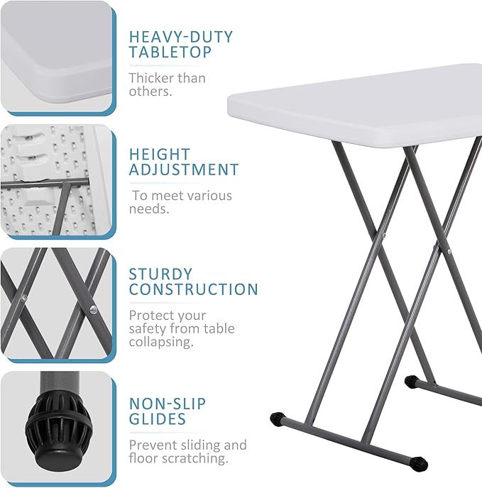 SUPER DEAL 2.5 Foot Plastic Folding Table, Indoor Outdoor Portable Heavy Duty - Image 5