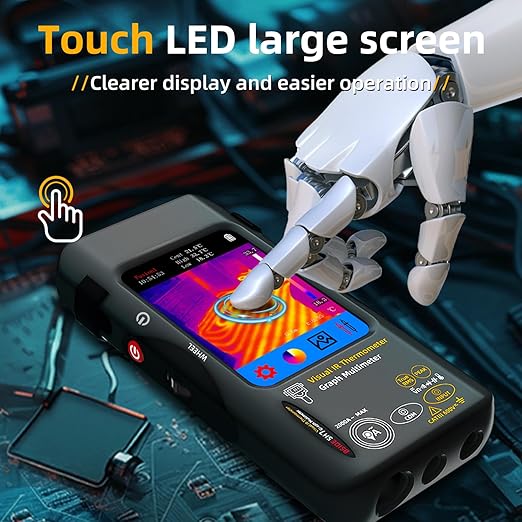 BSIDE Thermal Imaging Camera Multimeter 320×320 Resolution with 20000 Words Multimeter Function 3.98'' Touchscreen 25Hz Infrared Thermal Camera (-20-550℃) 15 Thermal Palettes TRMS Auto-Ranging Tester