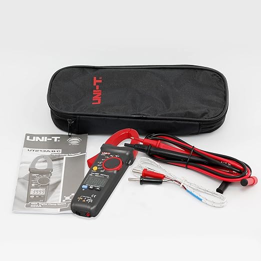 UNI-T Clamp Meter UT213C AC DC Amp Meter Clamp Multimeter Tester 400A TRMS Auto Ranging 4000 Counts HVAC Voltmeter Frequency Ohmmeter Capacitor Tester Temperature Continuity Tester Diode