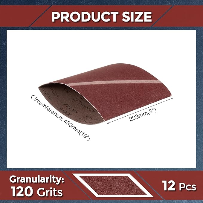 10 Pcs Sanding Belts 8 x 19 Inch 120 Grit Aluminum Oxide Abrasive Sandpaper for Belt Sander Metal Grinding Wood Working Weld Rust Removal