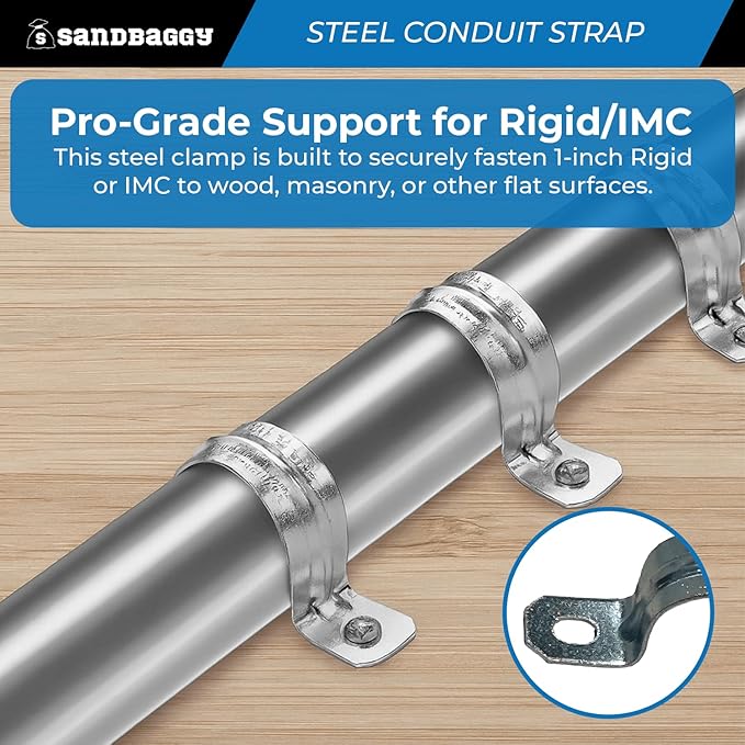 1-Inch One-Hole Conduit Strap | Steel Clamp for Rigid/IMC - Sandbaggy (1 inch, 100, Count)