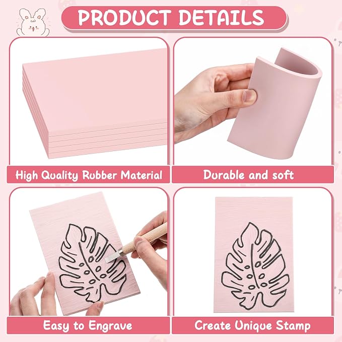 Frienda 30 Pack 4"x6" Rubber Carving Blocks Rubber Stamp Carving Linoleum Blocks - Image 3