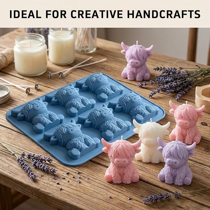 Mini Highland Cow Ice Cube Mold – 3D Cute Cattle Silicone Tray, Reusable Ice - Image 3