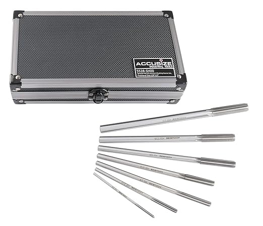 Accusize Industrial Tools Fractional Sizes 1/8" Thru 1/2" by 16th HSS M2 Premium Chucking Reamer Set, Right Hand Cut, 7pcs/Set, 5528-SH00