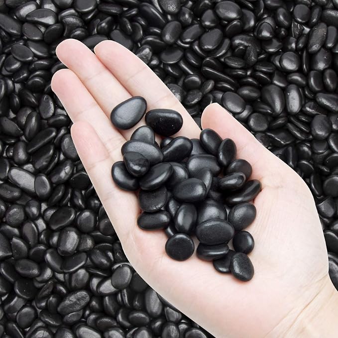 Black Small Decorative Pebbles - 2LB Gravel River Rock by Unknown