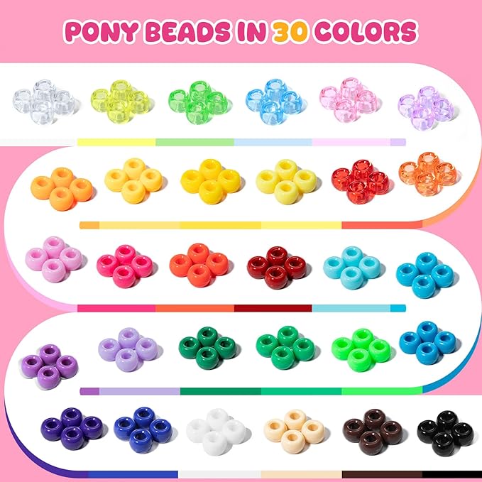 Simetufy 6000Pcs Pony Beads, 30 Colors 6x9MM Kandi Beads Bulk - Image 4
