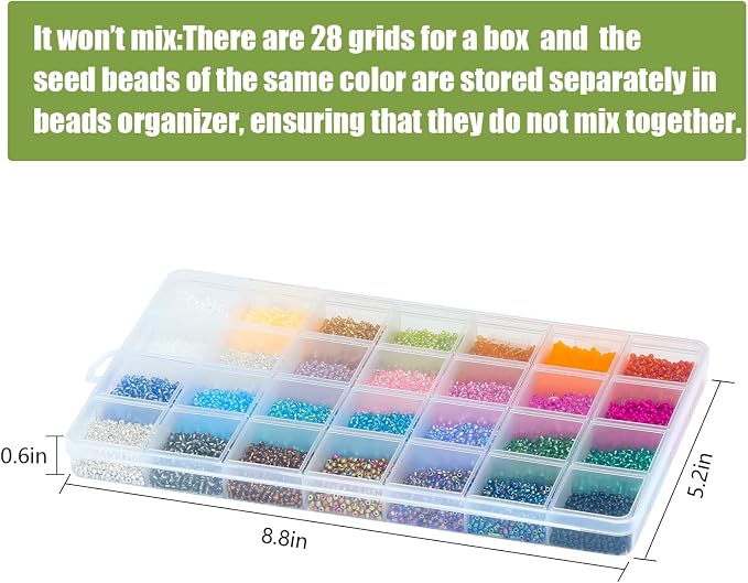 Ybxjges 24000Pcs 2mm Glass Seed Beads Kit, - Image 5