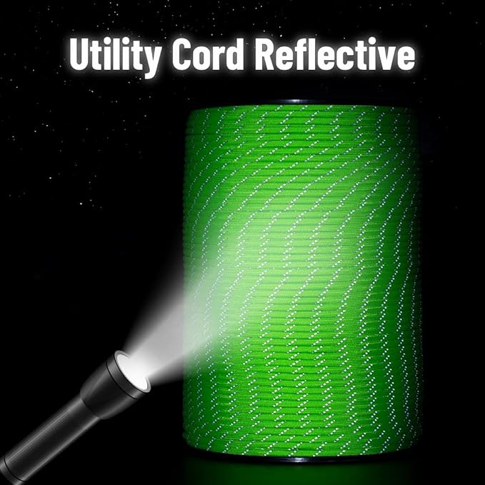 HERCULES Type III Paracord 550 Paracord Rope Parachute Cord, 1000' Reflective for Survival Rope, Survival Cord