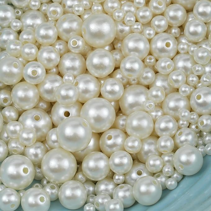 Hudinsun 1200 Pcs Pearl Beads for Jewelry Making, 5 Size Round Pearls for - Image 8