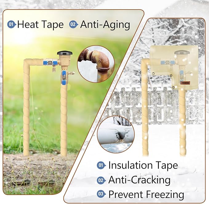 Pipe Insulation Tape, Outdoor Water Pipe Insulation Wrap, Foam Insulation Tape for Outdoor Pipes Winter Freeze Protection, Heat Tape for Water Pipes, Copper Pipes, PVC, AC Line, 2in x 15ft, Beige