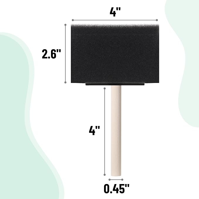 Bates- Foam Paint Brushes, 4 Inch, 8 Pack, Wooden Handle | Sponge Brushes - Image 3