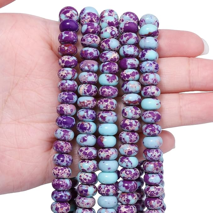 Songxi 5x8mm Natural Blue Purple Emperor Stone Rondelle Beads, Gemstone by SongXi