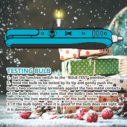 allsun Non-Contact Christmas Light Tester with 50pcs 2.5V Bulbs, 12-600Vac Fixer Fuse Detector