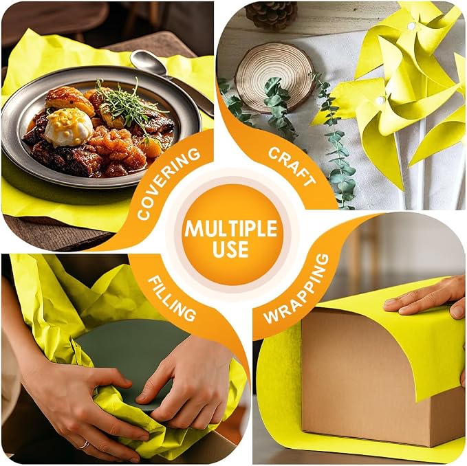 PerkHomy Lemon Yellow Kraft Paper Roll 17.5" x 760" - Image 7