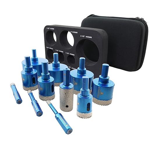 Tile Hole Saw Kit Diamond- BRSCHNITT 11pcs Diamond Core Drill Bit for Porcelain Tile Ceramic Marble Granite Drilling Triangle Shank