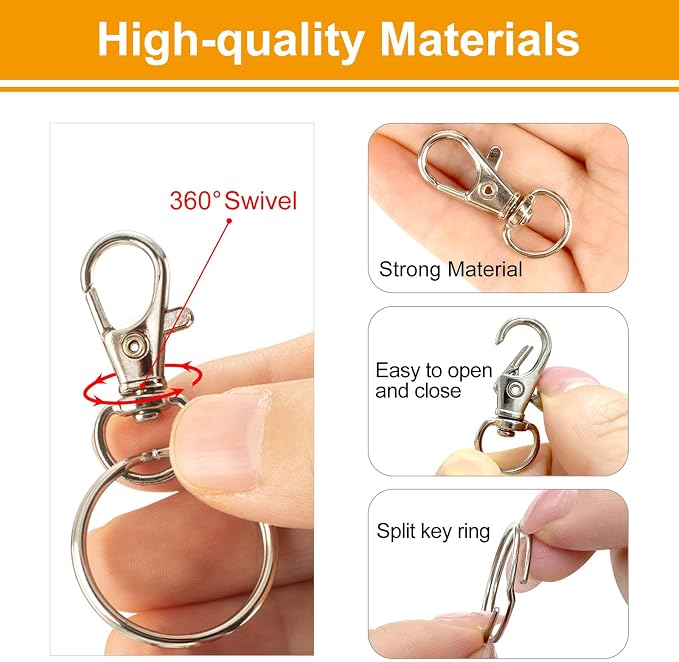 60PCS Keychain Making Kit, Including 30PCS Keychains Clips Hooks and 30PCS Key - Image 4