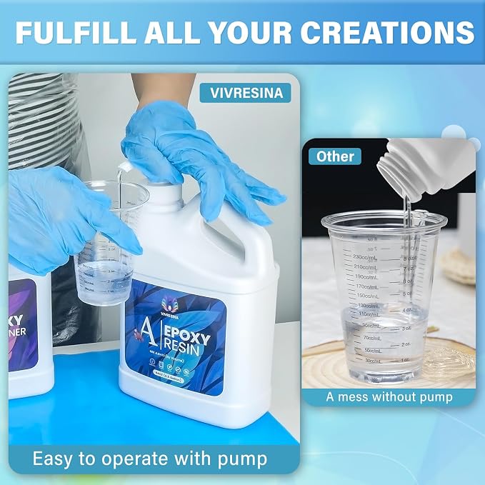 Epoxy Resin 1 Gallon Kit with Pump High Glossy Food Safe Crystal Clear Bubble - Image 5