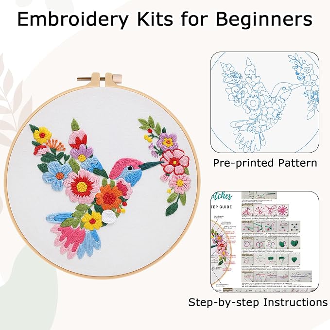 Nuberlic Bird Flower Embroidery Kit - Image 4