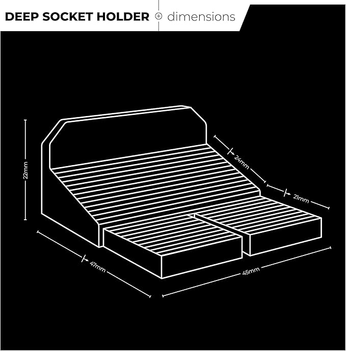 StealthMounts Drawer Hive Deep Socket Holder – 10 Pack | Modular Drawer Organiser for Deep Sockets | Injection-Moulded TPE | Made in UK