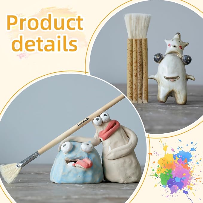 Pottery Glaze Brushes, Different Shape Wool Soft Bristle - Image 3