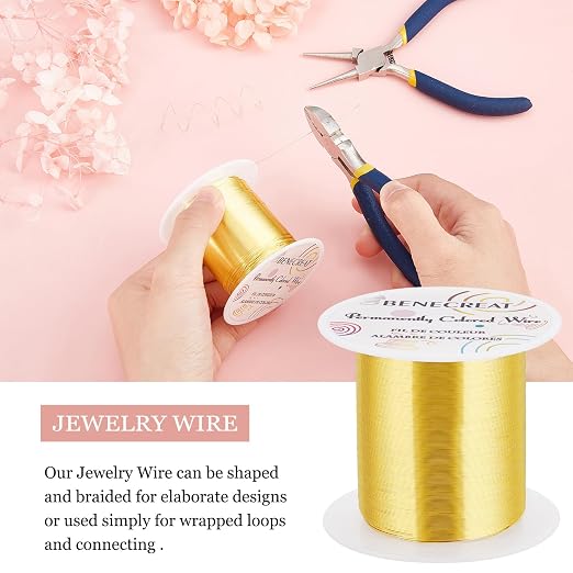BENECREAT 28 Gauge 164 Yards Jewelry Beading Wire Light Gold Tarnish Resistant - Image 4