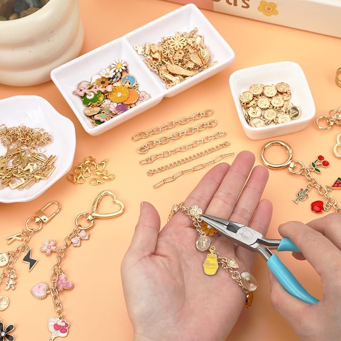 AUGSUN 439Pcs Charm Keychain Making Kit, Including 162 Charms 30 Keychain Clips - Image 5