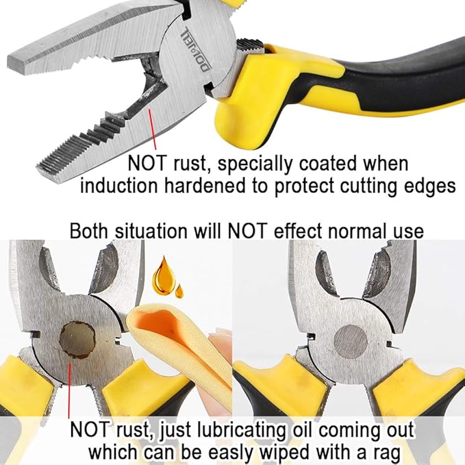 DOWELL Lineman's Pliers with Wire Cutter - 7 Inch Nickel Chromium Steel Construction Professional Handle
