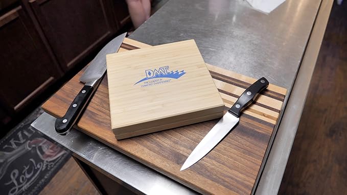 DMT W6EFC Deluxe Diamond Whetstone Knife Sharpening Kit with Wood Box, Set of 3 Sharpening Stones, 6" x 2"