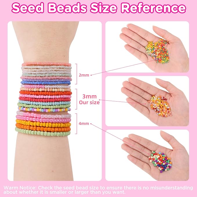 Funtopia 3mm Seed Beads Matte, 39 Colors Frosted Seed Beads - Image 3