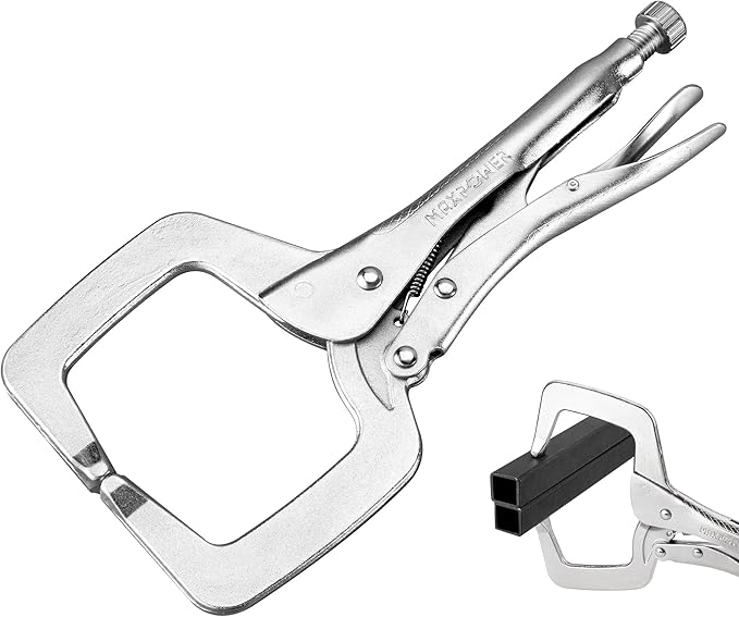 MAXPOWER 11-inch Locking C Clamp, Heavy Duty C-Clamp Locking Pliers with Regular Tips for Welding