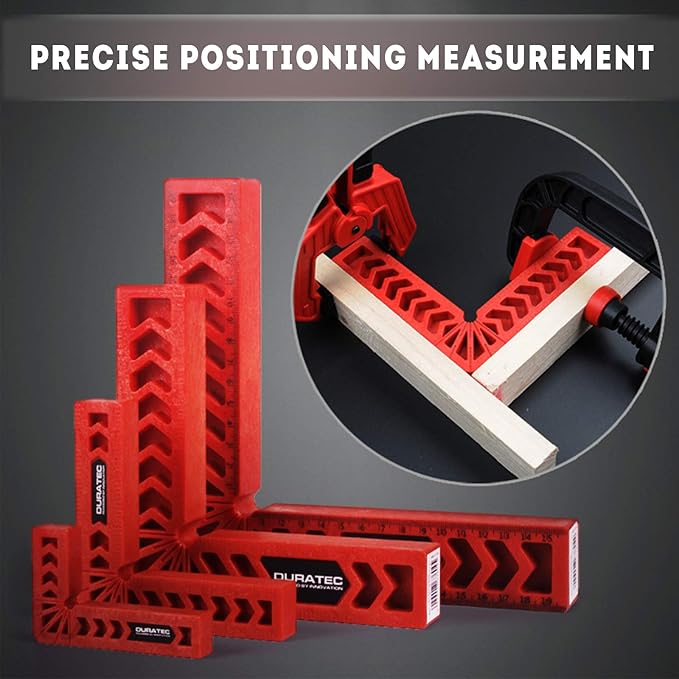 Positioning Squares, Woodworking Tool, 90 Degree Corner Clamp, Carpentry Squares, Carpenter Tool for Picture Frames, Boxes, Cabinets or Drawers, L-type right angle ruler, Set of 8（3" 4"）