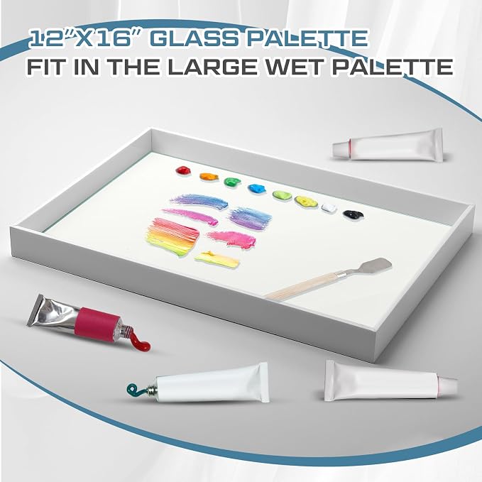 Nuanchu 1 Pcs 12 x 16 Inches Clear Tempered Glass Palette - Image 5