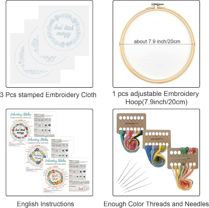 Louise Maelys 3 Sets Funny Embroidery Kits - Image 2