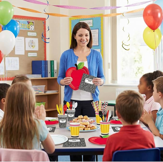 450 Pcs Preschool Kindergarten Back to School Tableware Set Decorations Apple - Image 4