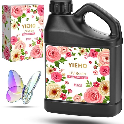 YIEHO UV Resin 500g -Bulk Upgraded Crystal Clear Hard UV Fast Curing Epoxy by YIEHO