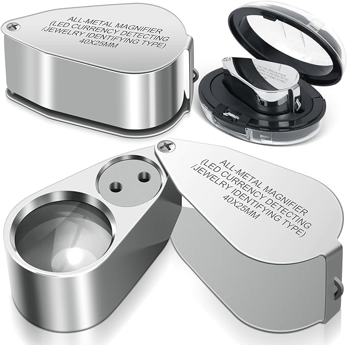 Leffis 2 Pack 40X Jewelers Loupe Magnifier Magnifying Glasses, LED/UV by Leffis