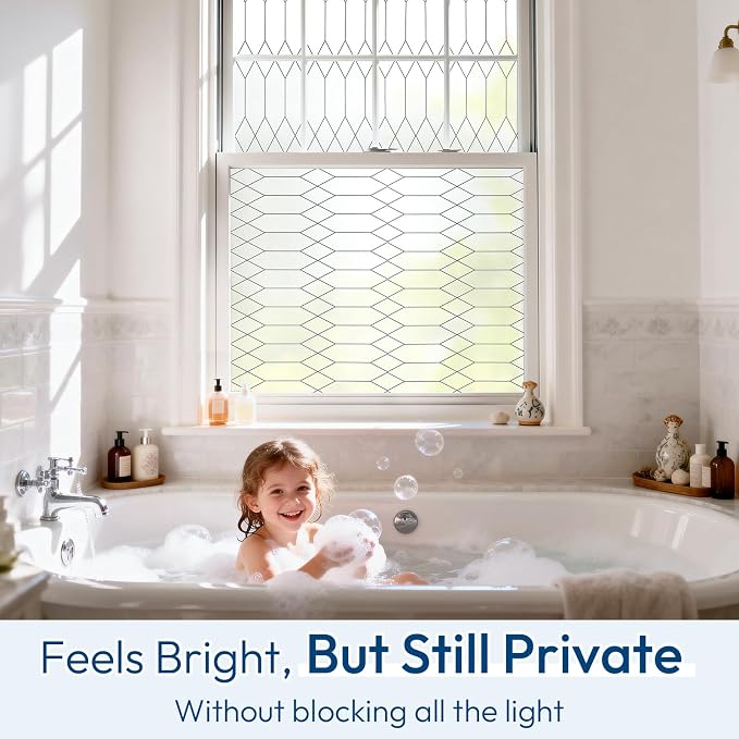 rabbitgoo Moroccan Pattern Static Cling Window Privacy Film, 17.5" x 78.7" | - Image 2