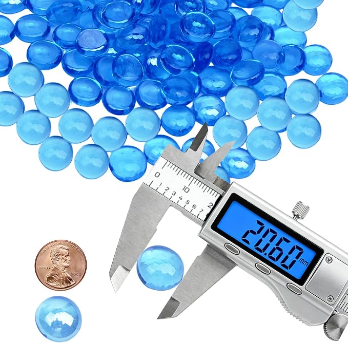 2 lb Light Blue Glass Beads for Vases, Glass Pebbles, Light Blue Flat Glass - Image 2