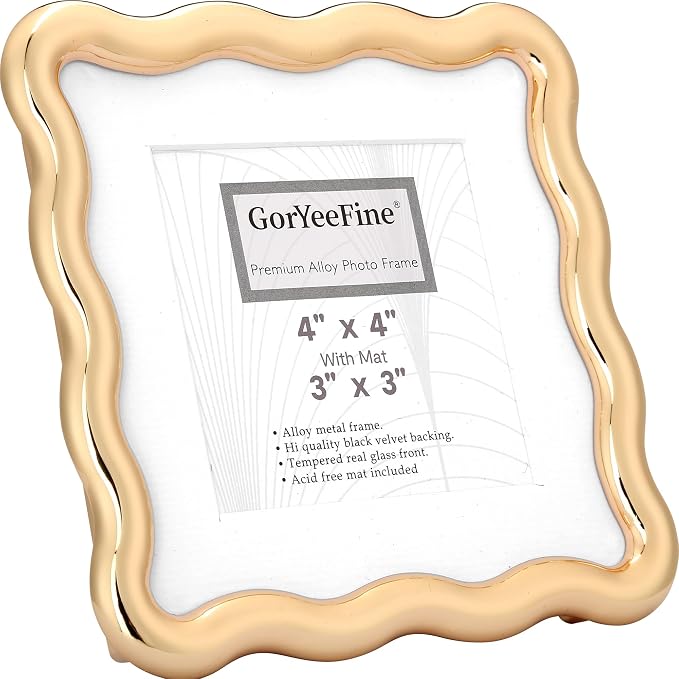 High-End Gold 4x4'' Square Zinc Alloy Picture Frames, - Image 9