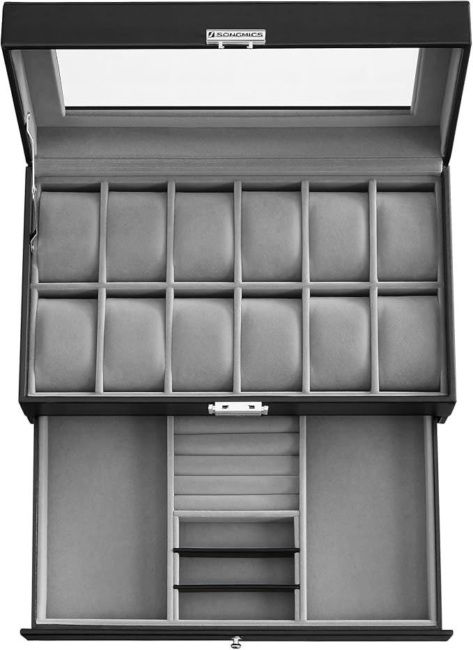 SONGMICS Watch Box, 12-Slot Watch Case Organizer - Image 8