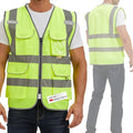 SIFE Reflective Safety Vest High Visibility Vest With 7 Pockets And YKK Zipper, ANSI/ISEA Class 2 Standard, Made With 3M Reflective Tape(03YG-Yellow,L)