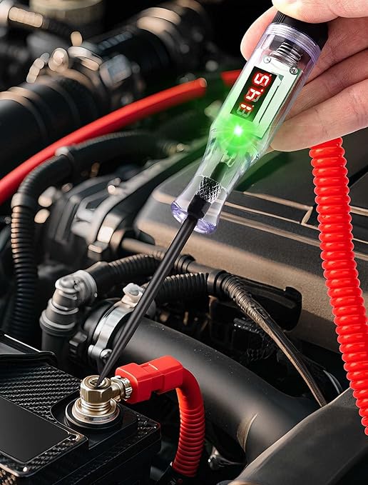 JASTIND 5-120V Digital Automotive Test Light with LED Voltage Display, Automotive Circuit Tester with Voltmeter & Stainless Probe, Voltage Light Tester with Alligator Clip for Car Fuse Circuit Testing