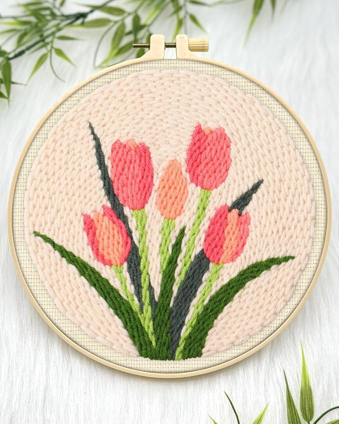 ERKOON Punch Needle Kit Beginners Adults, DIY Easy Flower Embroidery Set - Image 4