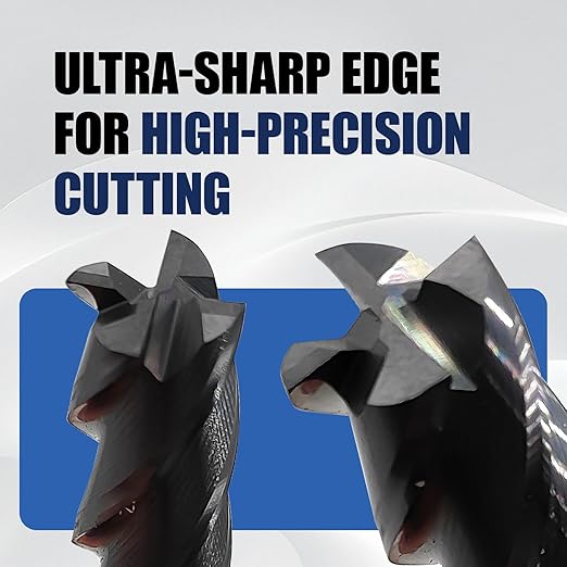 2 Pcs 3/8" Carbide Square End Mill, 4 -Flute TIALN Coated CNC Mill Bits for Steel, Alloy Steels, Hardened Steel, End Mills for Precision Milling Tasks, DIYers & Professionals