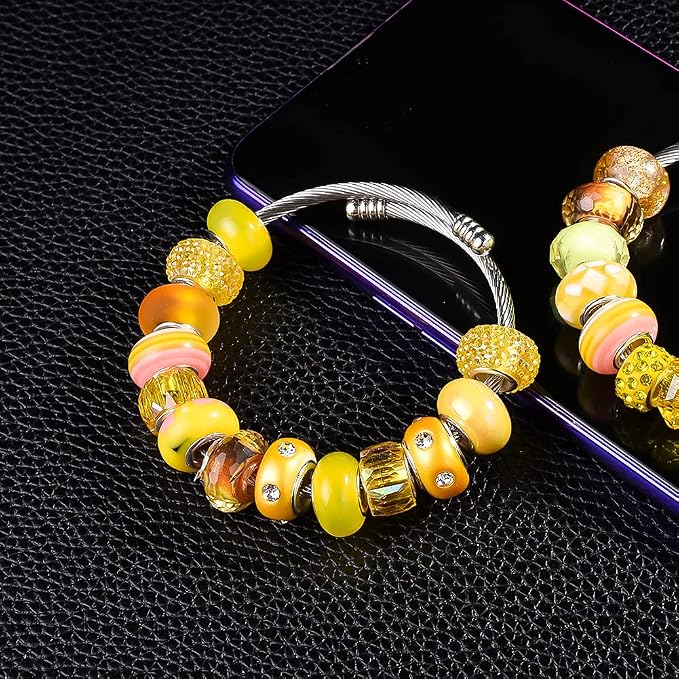 Aipridy European Large Hole Beads, Colorful Glass Charm Beads Set - Image 4