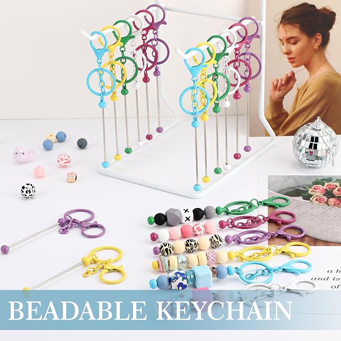 Tondiamo 24 Pcs Beadable Keychain Bars Bulk Beads - Image 2
