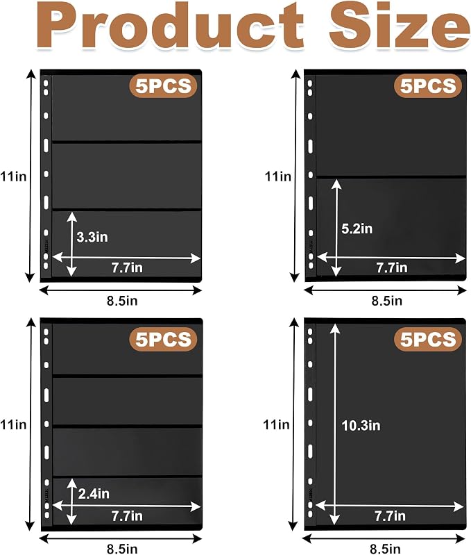 40 Pages 20 Sheets Stamp Album Pages, 8.4 * 11" 4 Styles Stamp Collection - Image 3