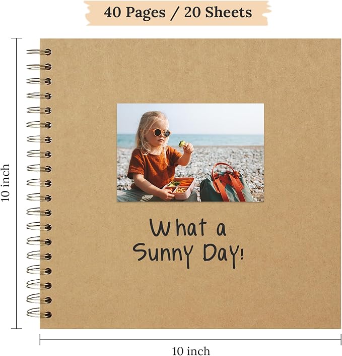Scrapbook 10x10 Inch DIY Scrapbook Album Hardcover Kraft Paper 40 pages/20 - Image 2
