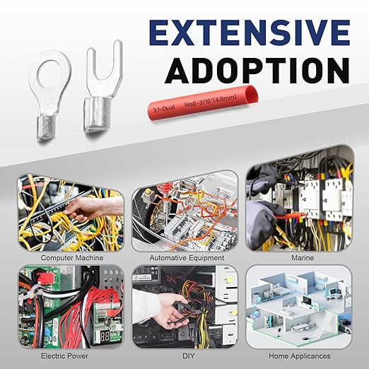 haisstronica Non Insulated Wire Connectors Kit 360 PCS - AWG 22-10 Tinned Copper Electrical Crimp Terminals with 3:1 Heat Shrink Tubing for Automotive, Marine, Industrial Wiring